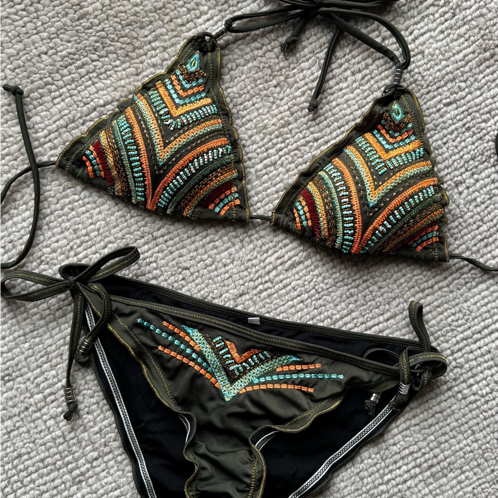 Thailand Boutique Shop CalaSwim Marbella Embellished Triangle Bikini Set
